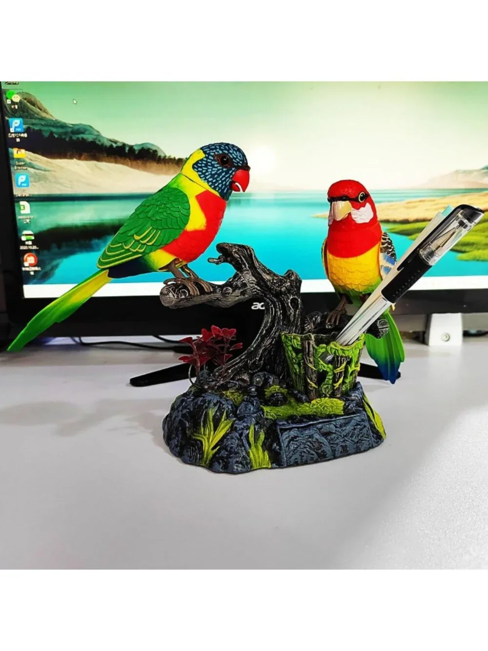 Realistic Electronic Parrot Toy - Moving, Chirping Bird Decor for Kids & Home